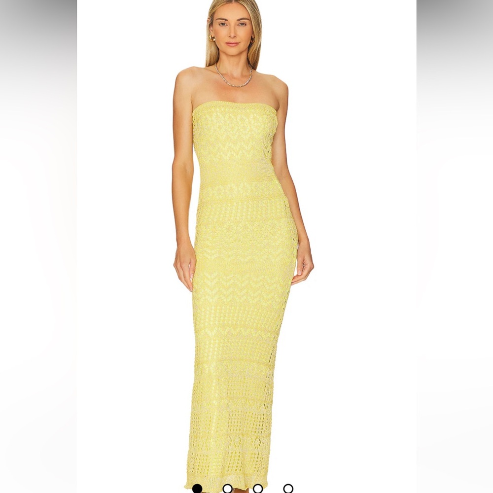 Yellow strapless maxi dress. Never worn